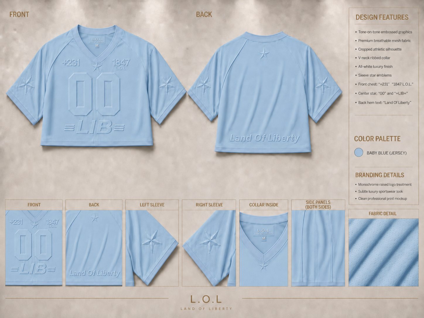 Baby Blue women's cropped L.O.L jersey board